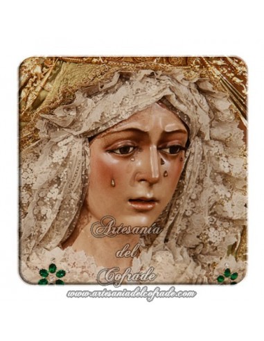 Imán cuadrado de  plastico de la virgen de la Esperanza Macarena de Sevilla