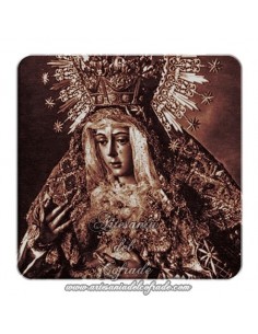 Imán cuadrado de  plastico de fotografía antigua de  la Virgen  Esperanza Macarena de Sevilla