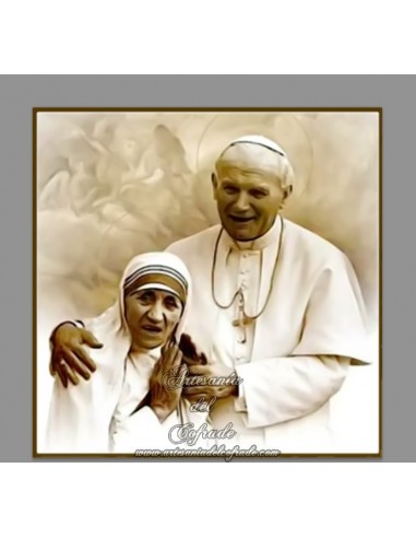 Azulejo cuadrado del Papa Juan Pablo II y Santa Teresa de Calcuta