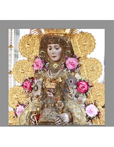 Azulejo cuadrado con la Virgen del Rocio vestida de reina