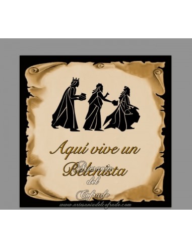 Azulejo cuadrado "aqui vive un belenista" mod2