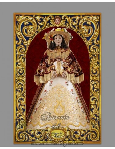 Azulejo de la Virgen del Rocio vestida de Pastora.