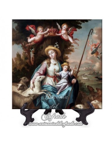 Azulejo cuadrado con la Divina Virgen Pastora