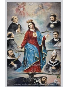 Azulejo rectangular del Sagrado Corazón de Maria y Santos