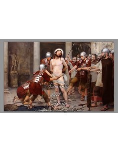 Placa madera 20x30 con escena de Jesús azotado
