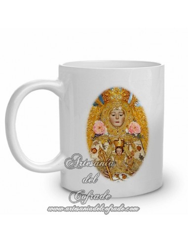 Taza con la virgen del Rocio vestida de Reina