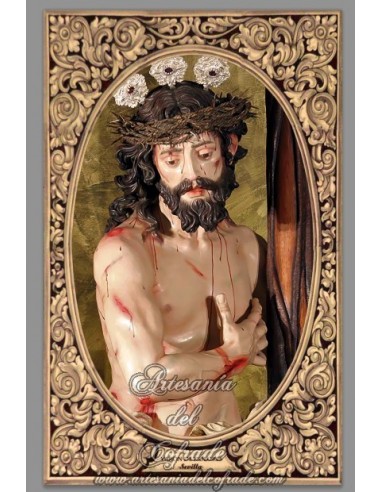 Azulejo rectangular con la imagen del Varón de Dolores de la Hermandad del Sol.