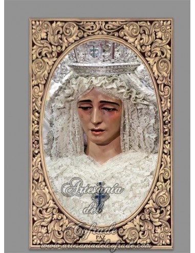 Azulejo rectangular de la Virgen de la Paz de la Hermandad del Porvenir.