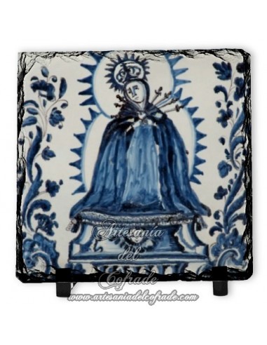 Pizarra cuadrada con virgen de los Dolores vintage