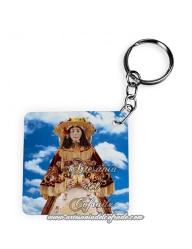 Llavero Cuadrado con la Virgen del Rocio de Almonte