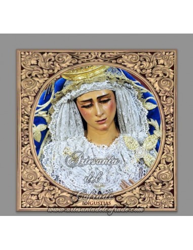 Azulejo cuadrado de la Virgen de las Angustias de la Hermandad de los Gitanos.