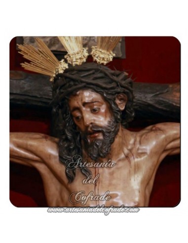 Imán cuadrado de  plastico del Cristo de la Conversión (Montserrat,Sevilla)