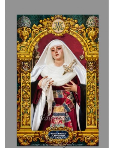 Azulejo rectangular de la Virgen de la Presentación de la Hermandad del Calvario.