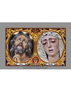 Azulejo rectangular con las imágenes de Jesús de las Penas y la Virgen de la Estrella.