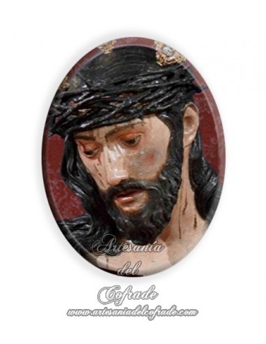 Pequeño azulejo ovalado del Cristo de la Salud y Buen Viaje de San Esteban.