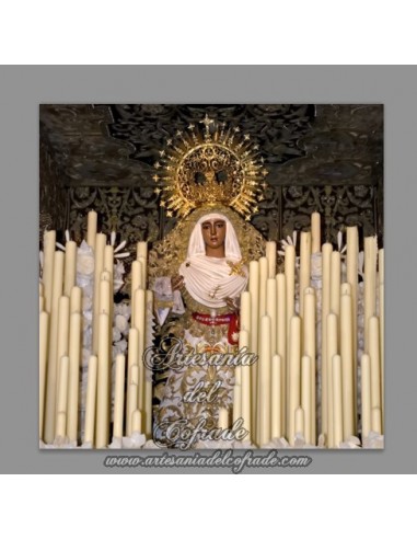 Azulejo cuadrado  de la Virgen Esperanza de Triana en su palio