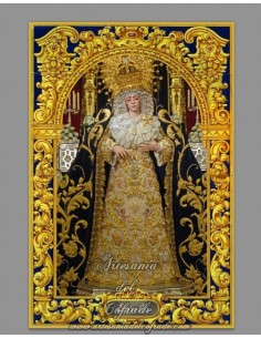 Azulejo rectangular con greca de la Virgen de la Estrella de Sevilla