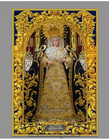 Azulejo rectangular con greca de la Virgen de la Estrella de Sevilla