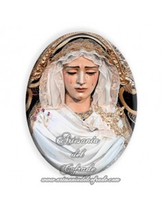 Azulejo ovalado 6x8 ctm de la Virgen de Gracia y Amparo de Sevilla