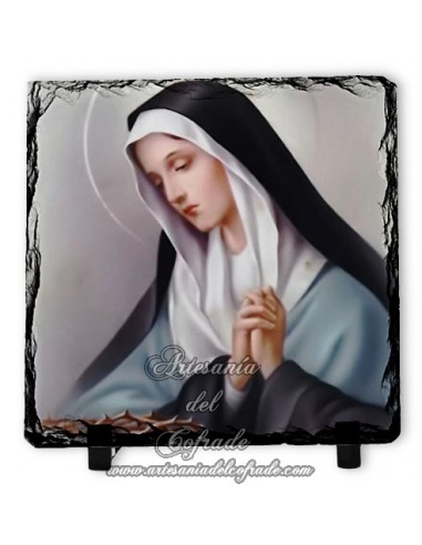 Pizarra cuadrada de la virgen Maria y corona de espinas