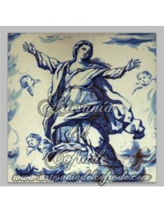 Azulejo cuadrado de la Asunción de la VIrgen Maria