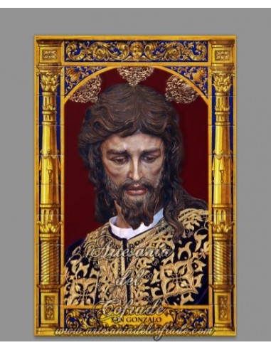 Azulejo rectangular con el Cristo de San Gonzalo de Sevilla