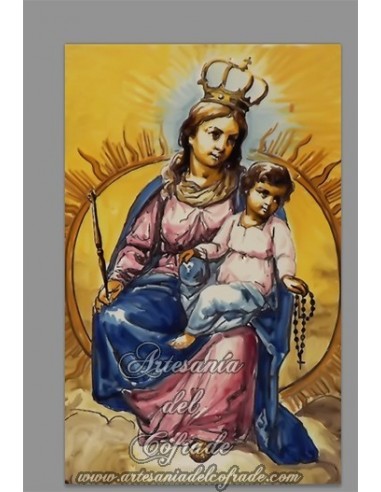 Se vende cerámica rectangular con la Virgen del Rosario - Tienda Religiosa