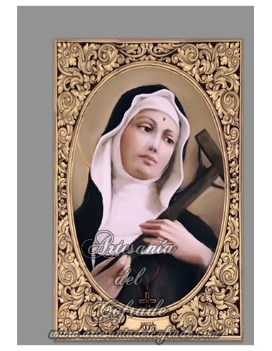 En venta esta cerámica rectangular de Santa Rita con greca - Tienda de Productos Religiosos