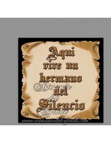 Se vende esta cerámica con el texto de Aquí vive un Hermano del Silencio - Tienda Cofrade