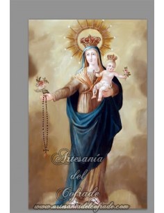 En venta este azulejo rectangular con la Virgen del Rosario con niño Jesús - Tienda Cofrade