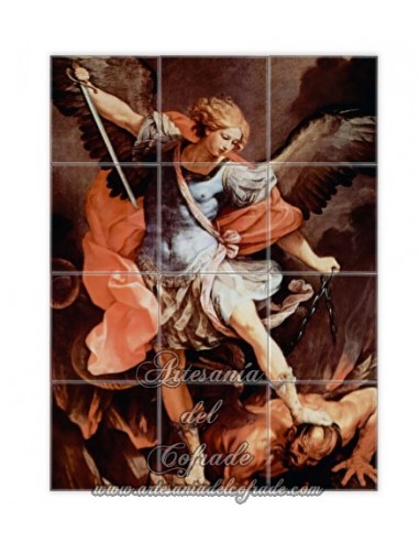 Se vende este mosaico cerámico de 12 azulejos del Arcangel San Miguel - Tienda de productos religiosos