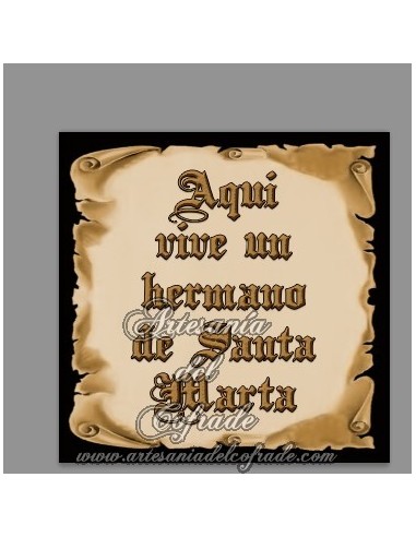 Se vende esta cerámica con el texto de Aquí vive un Hermano de Santa Marta - En venta en tu tienda Cofrade de Confianza