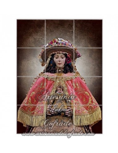 mosaico de 12 azulejos de la Virgen del Rocio vestida de Pastora solo en venta en Artesania del Cofrade