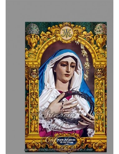 Azulejo rectangular con la Virgen de las Penas de Cádiz (Cofradía de La Palma) en venta solo en la tienda Artesania del Cofrade