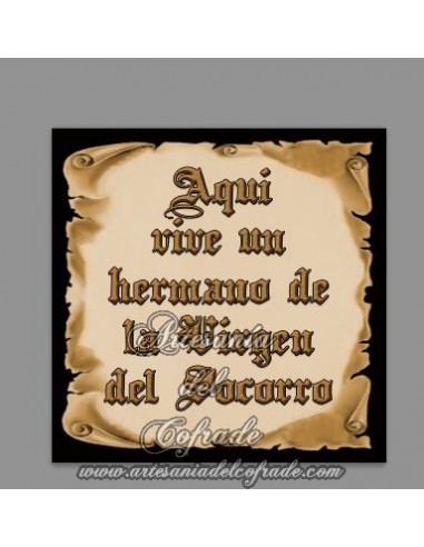 Azulejo cuadrado de Aquí vive un Hermano de la Virgen del Socorro - En venta en nuestra Tienda de Regalos Cofrades