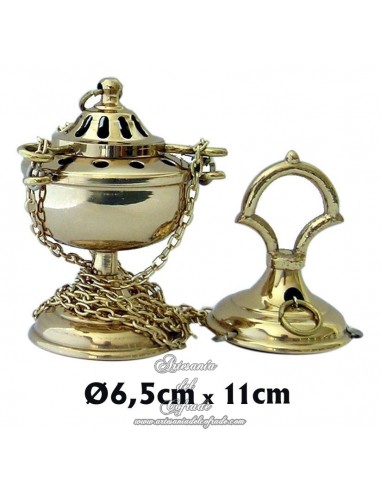 Incensario de bronce dorado con medidas de...