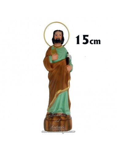 Figura de San Judas Tadeo con Hacha de 15 ctm de escayola pintada en venta en nuestra tienda de articulos religiosos