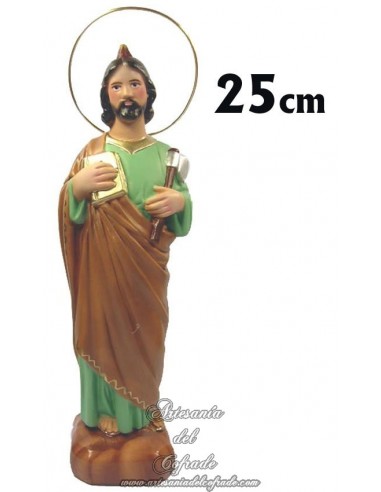 Figura de San Judas Tadeo con Hacha de 25 ctm de escayola pintada en venta en nuestra tienda de articulos religiosos