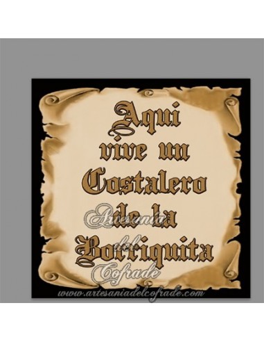 Azulejo con el texto de Aquí vive un Costalero de la Borriquita de venta en tu Tienda de Confianza