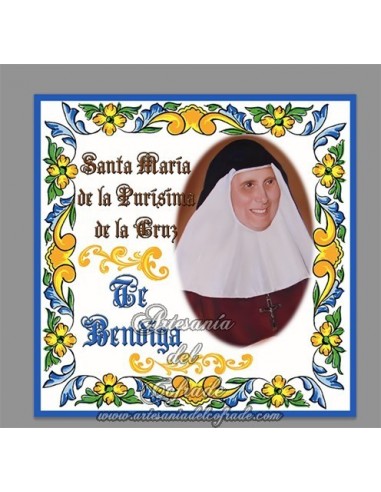 Azulejo cuadrado de Santa María de la Purísima de la Cruz te bendiga en venta en nuestra tienda cofrade online.