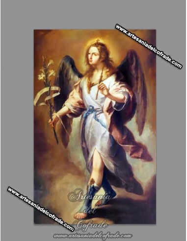 Precioso azulejo rectangular del Arcángel San Gabriel para decoración en interior en venta en tu tienda religiosa online.