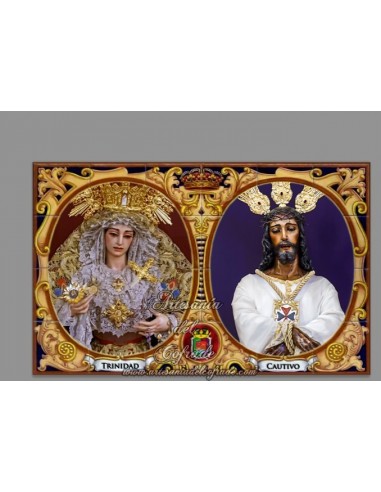 Azulejo rectangular de los titulares de la Hermadad del Cautivo y la Trinidad de Malaga solo en venta en nuestra tienda online