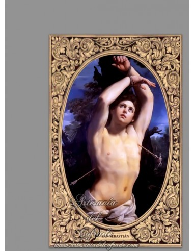 Precioso azulejo rectangular de San Sebastián para decoración en interior en venta en tu tienda religiosa online.