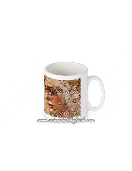 Detalle de la taza cofrade con imagen de la Virgen de la Macarena