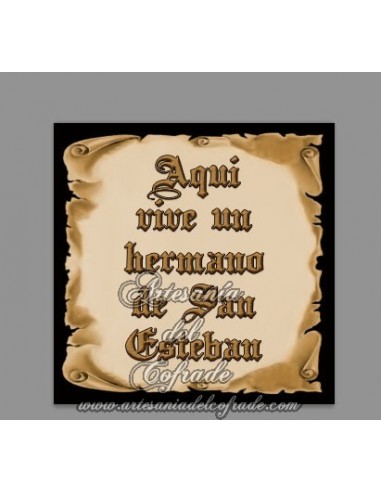 Azulejo cuadrado de Aquí vive un Hermano de San Esteban - Tienda de Regalos Cofrades