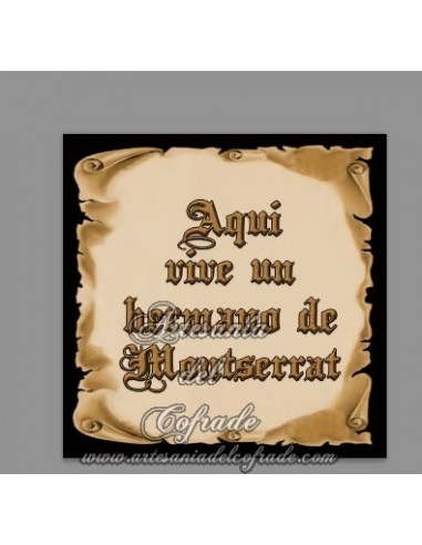 Azulejo cuadrado de Aquí vive un Hermano de Montserrat- Tienda de Regalos Cofrades