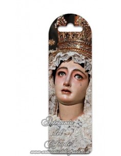 Marca página de plástico con Madre de Dios de la Palma de Sevilla, solo en tu tienda cofrade de confianza.