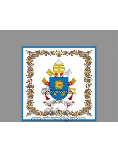 Azulejo cuadrado del escudo del Papa Francisco.