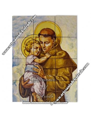 Se vende este Retablo de 12 azulejos de San Antonio de Padua. Solo en venta en nuestra tienda cofrade