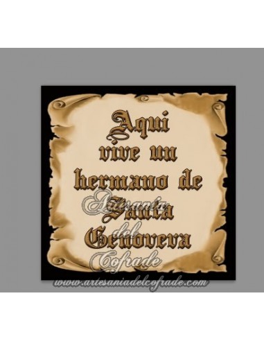 Azulejo cuadrado de Aquí vive un Hermano de Santa Genoveva- Tienda de Regalos Cofrades